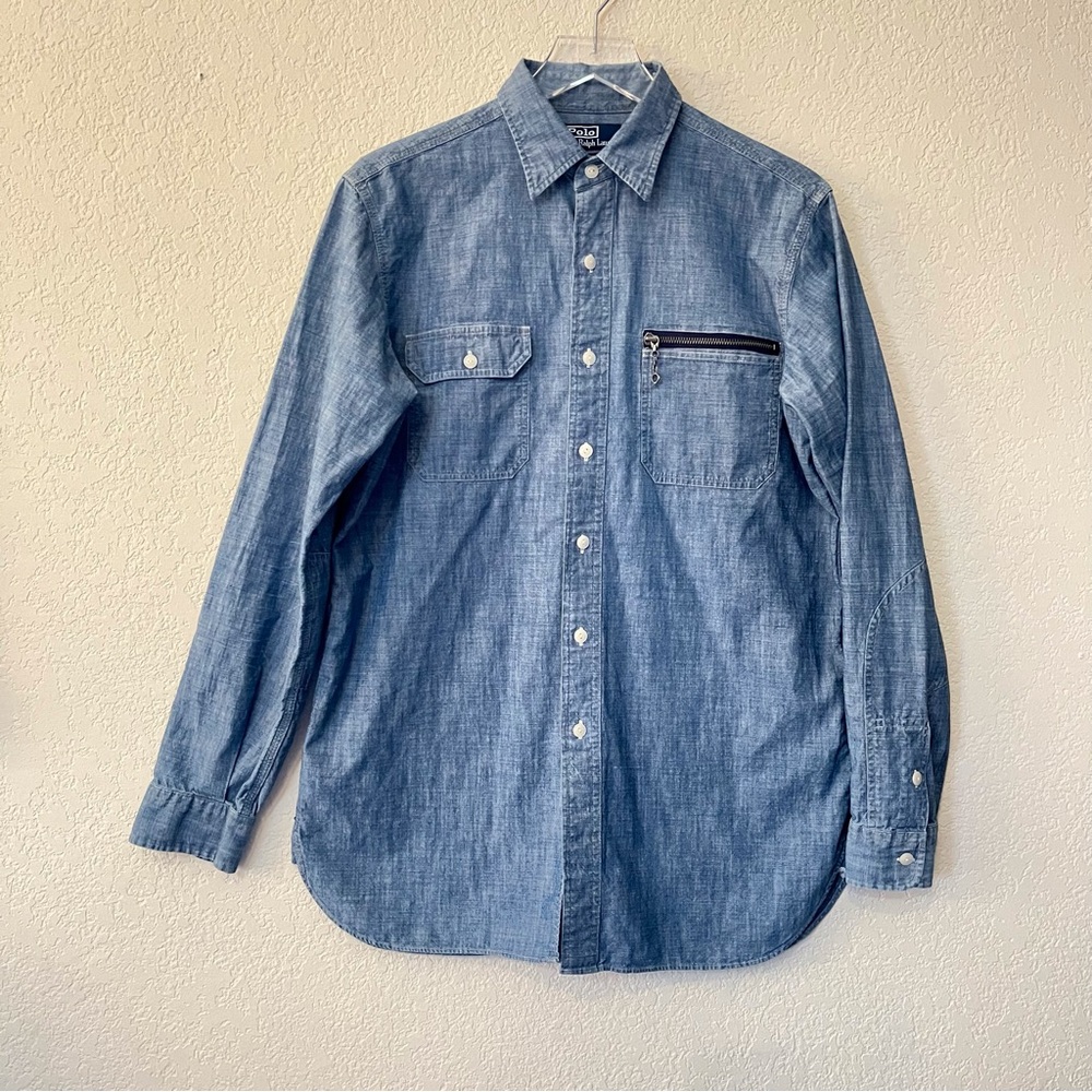 Vintage Polo Ralph Lauren Denim Jean Explorer Work  Shirt Men M